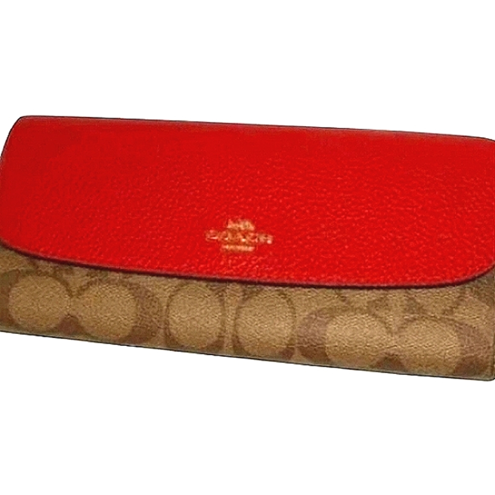 ❤ COACH Tan & Red Signature Monogram 'Year of the Rat Wallet' NWT! - Picture 1 of 12
